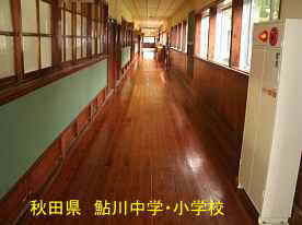 鮎川小学校・廊下2、秋田県の木造校舎