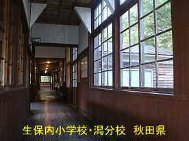 生保内小学校・潟分校/廊下、秋田県の木造校舎・廃校