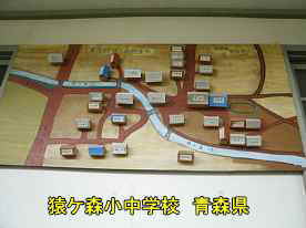 猿ケ森小中学校・付近地図、青森県の廃校・木造校舎