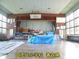 田茂代小学校・体育館内、青森県の廃校・木造校舎