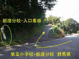 第五小学校・栃窪分校・入口の道、群馬県の木造校舎