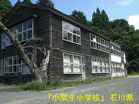 「小間生小学校」桜と木造校舎、石川県