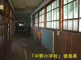 「中野小学校」廊下2、徳島県の木造校舎