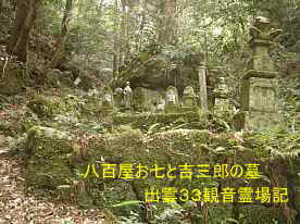 「八百屋お七と基地三郎の墓」・鰐淵寺、出雲３３観音霊場記