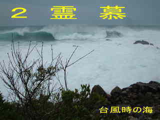 台風時の海岸、歩き四国遍路