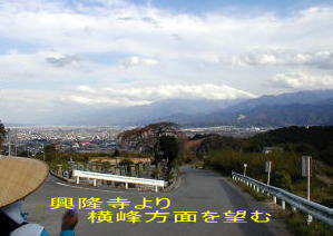 興隆寺より横峯の山を望む、四国遍路