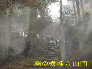 霧の横峰寺山門