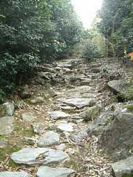 恵門の滝へ石畳の遍路道