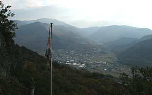 「笠け瀧」下界の景色、小豆島歩き遍路