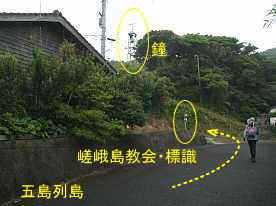 嵯峨島教会入り口の道、五島列島