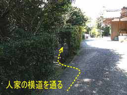 人家の横を通る、熊野古道「大辺路」を歩いた紀行文