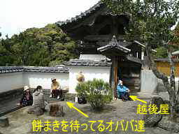 草堂寺境内・餅まきを待ってるオババ達、熊野古道「大辺路」を歩いた紀行文