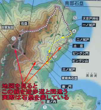 金田城地図・対馬